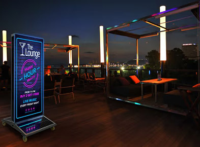 Solar Light Box Banner Stand with Wide Solar Panel Base for Optimal Sun Capture