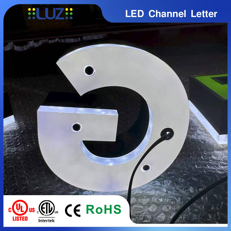 UL Listed front and backlit halo LED channel letter green stainless steel outdoor storefront sign