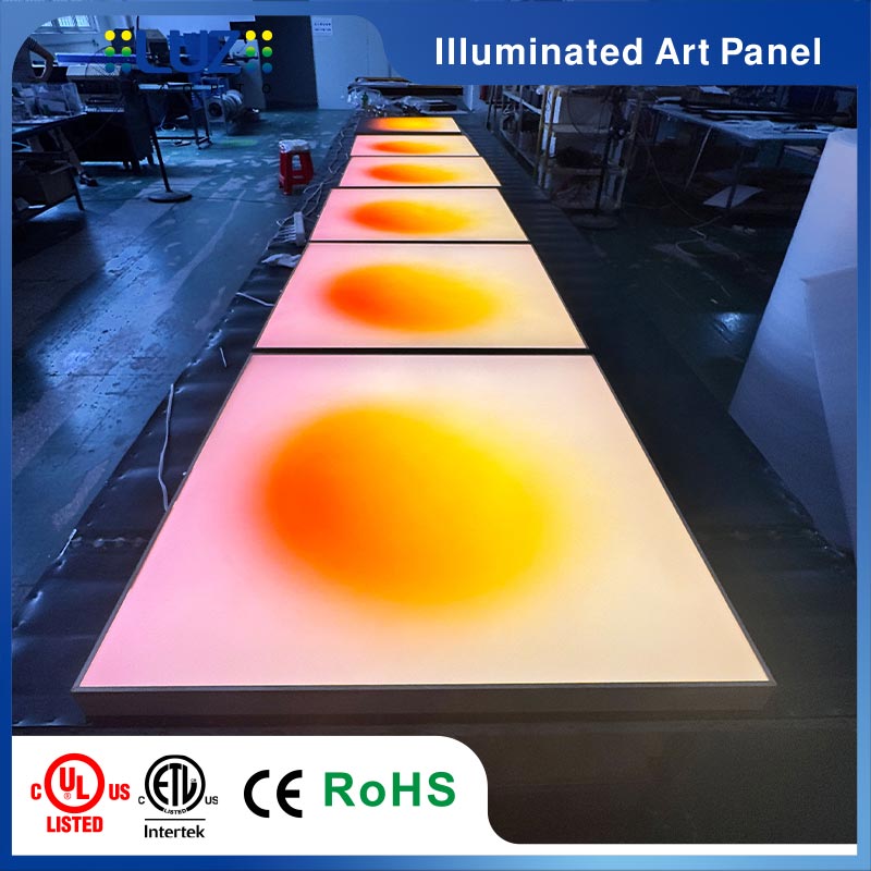 Rear construction detail and installation of custom backlit LED wall art light from signage factory