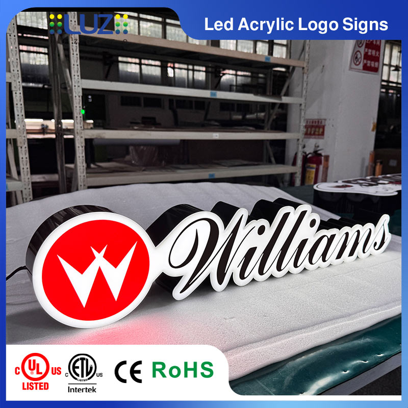 Close-up of high precision UV printed acrylic face on custom LED sign