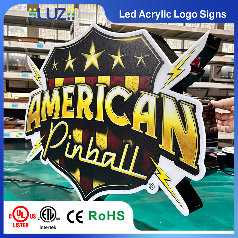 Close-up detail of white translucent acrylic border and protective power cable exit on LED sign.
