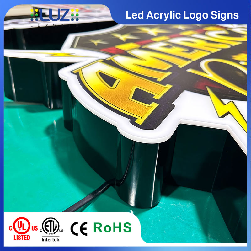 Custom LED Acrylic Logo Signs | 3D Embossed Illuminated Light Box with UL & ETL Listed