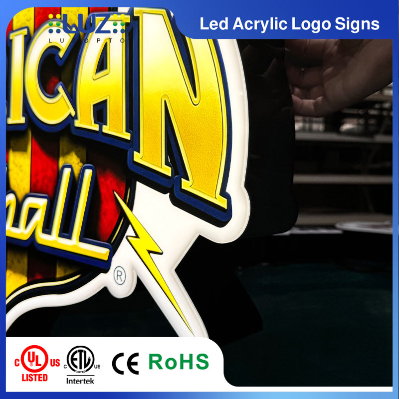Custom LED Acrylic Logo Signs | 3D Embossed Illuminated Light Box with UL & ETL Listed
