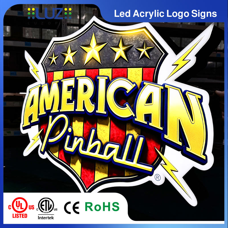 Custom LED Acrylic Logo Signs | 3D Embossed Illuminated Light Box with UL & ETL Listed