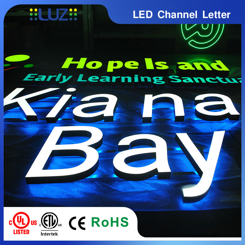 Dual illumination front and backlit LED channel letters for architectural signage